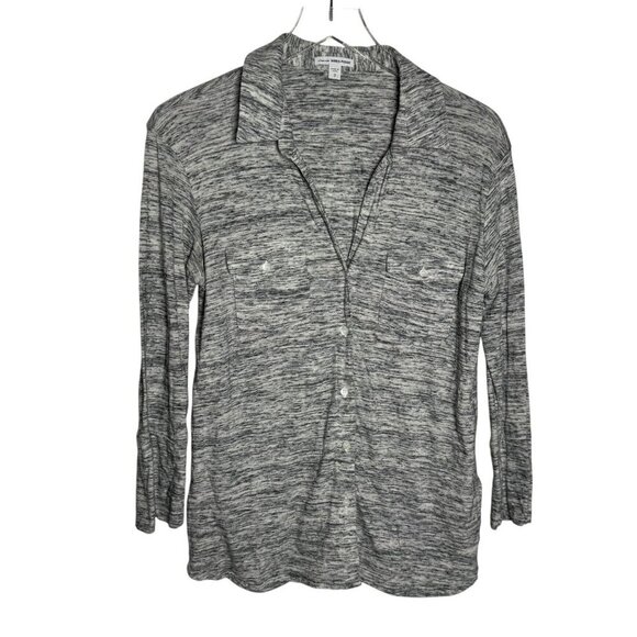 JAMES PERSE melange button down shirt long sleeve womens size 3 heather gray - Picture 1 of 8